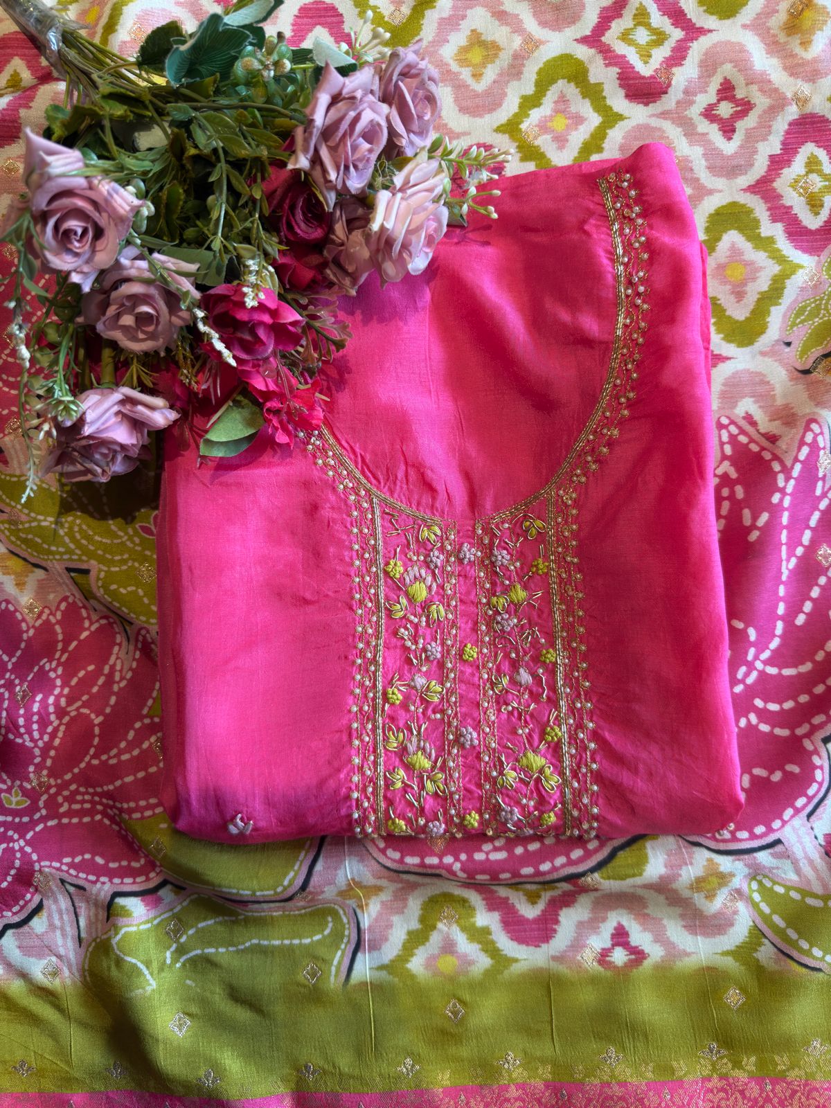 KHAADI silk Unstitched Suit