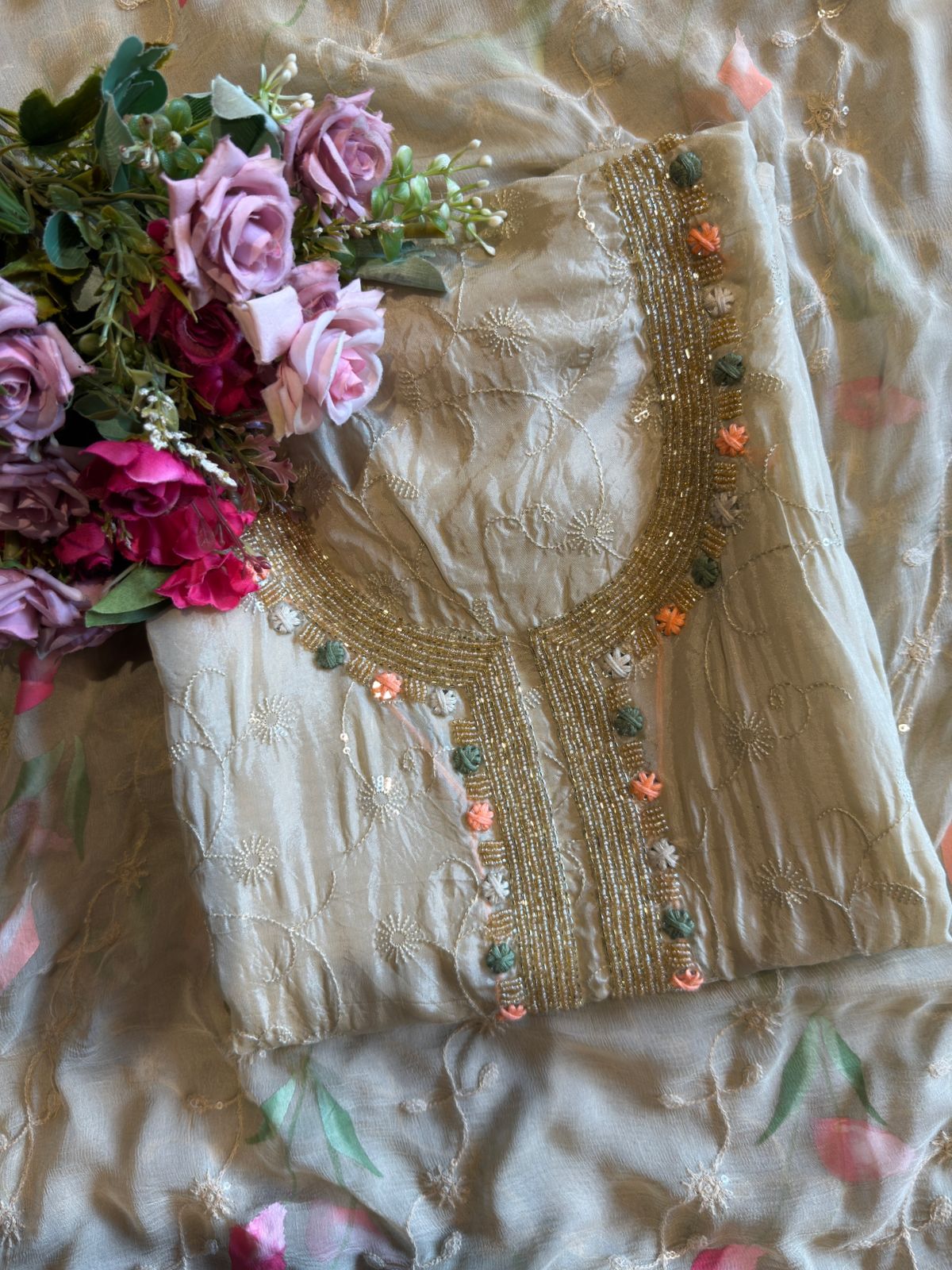 Soft organza Unstitched Suit