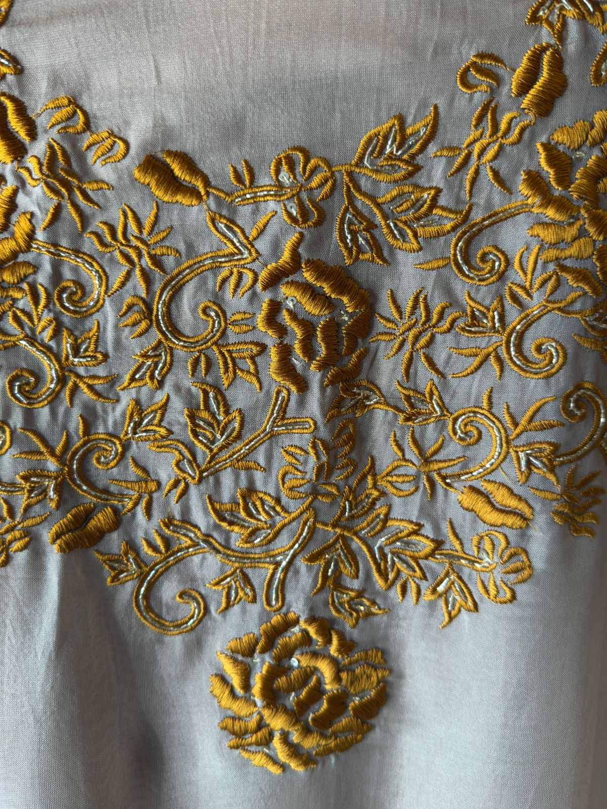 Ivory Elegance – Gold Floral Embroidered Suit