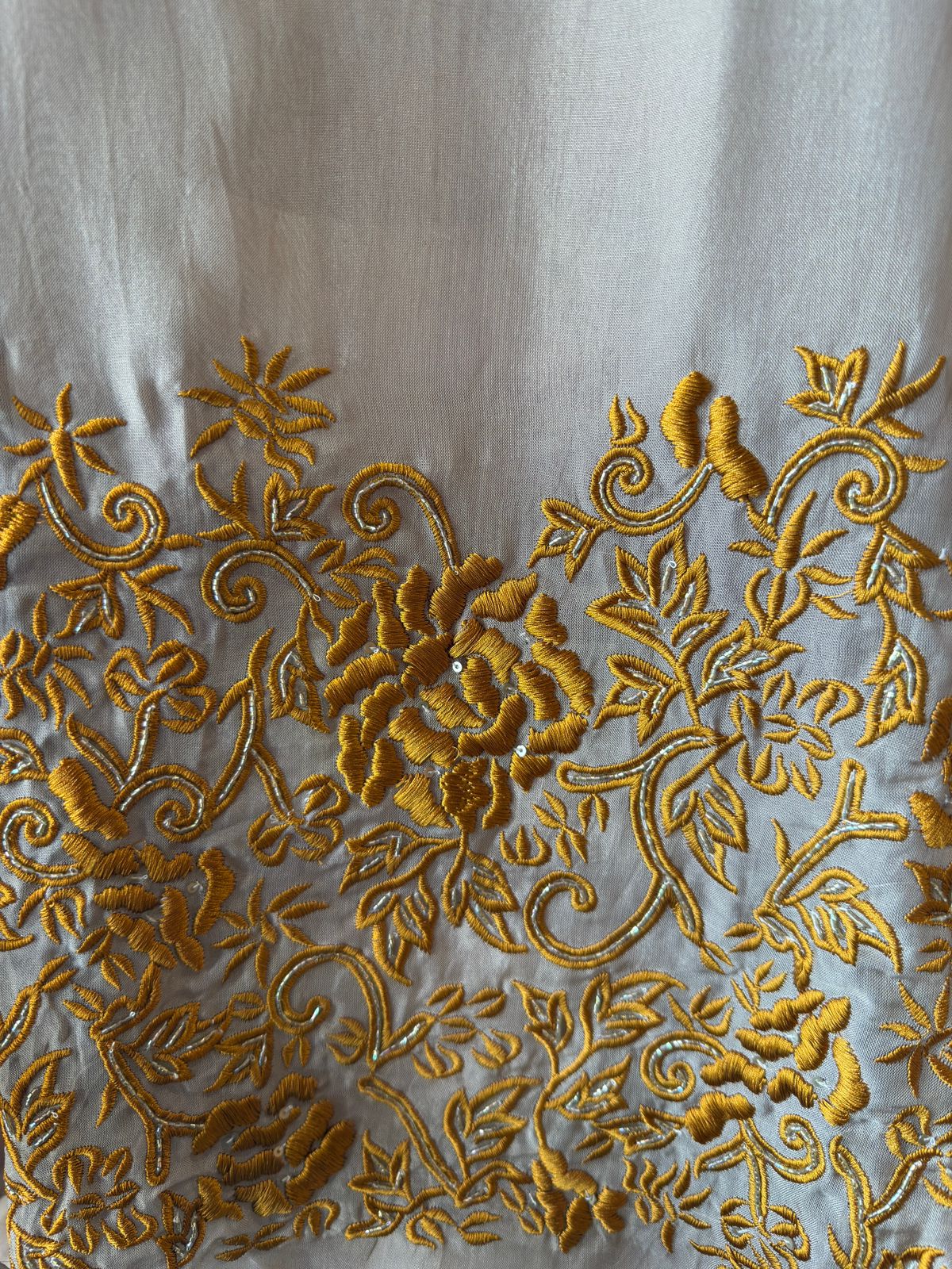 Ivory Elegance – Gold Floral Embroidered Suit