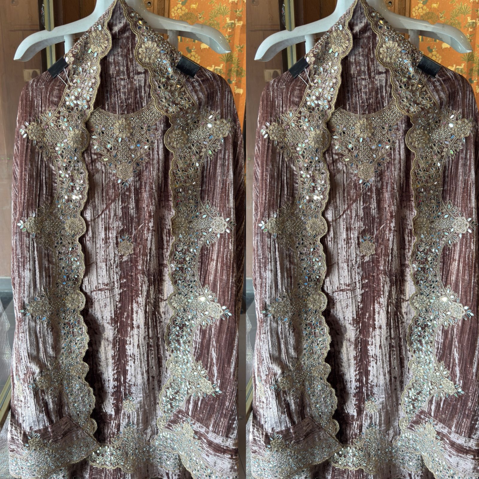 Crushed velvet Unstitched Suit sets