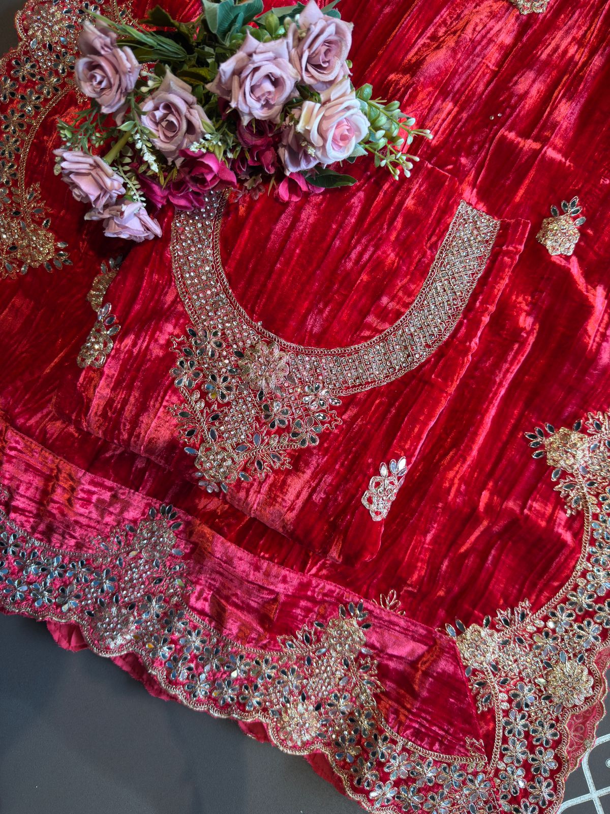 Crushed velvet Unstitched Suit sets