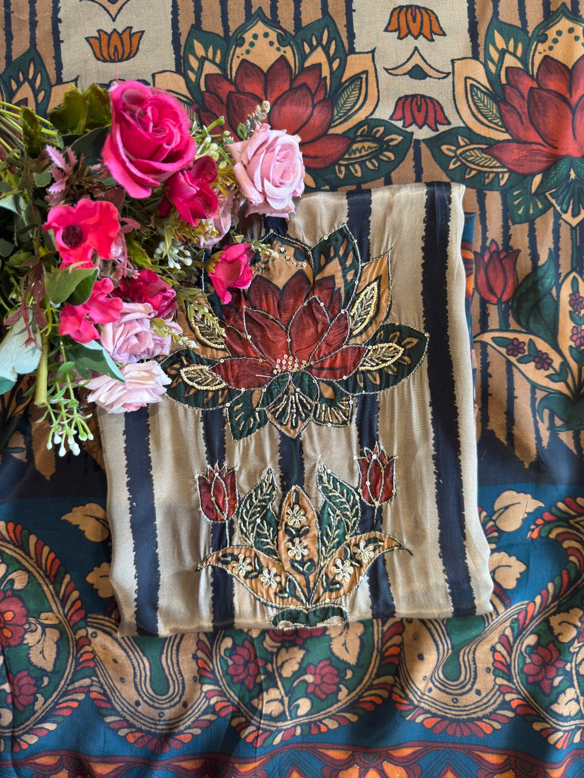 Artistic Bronze-Beauty Crepe Ensemble