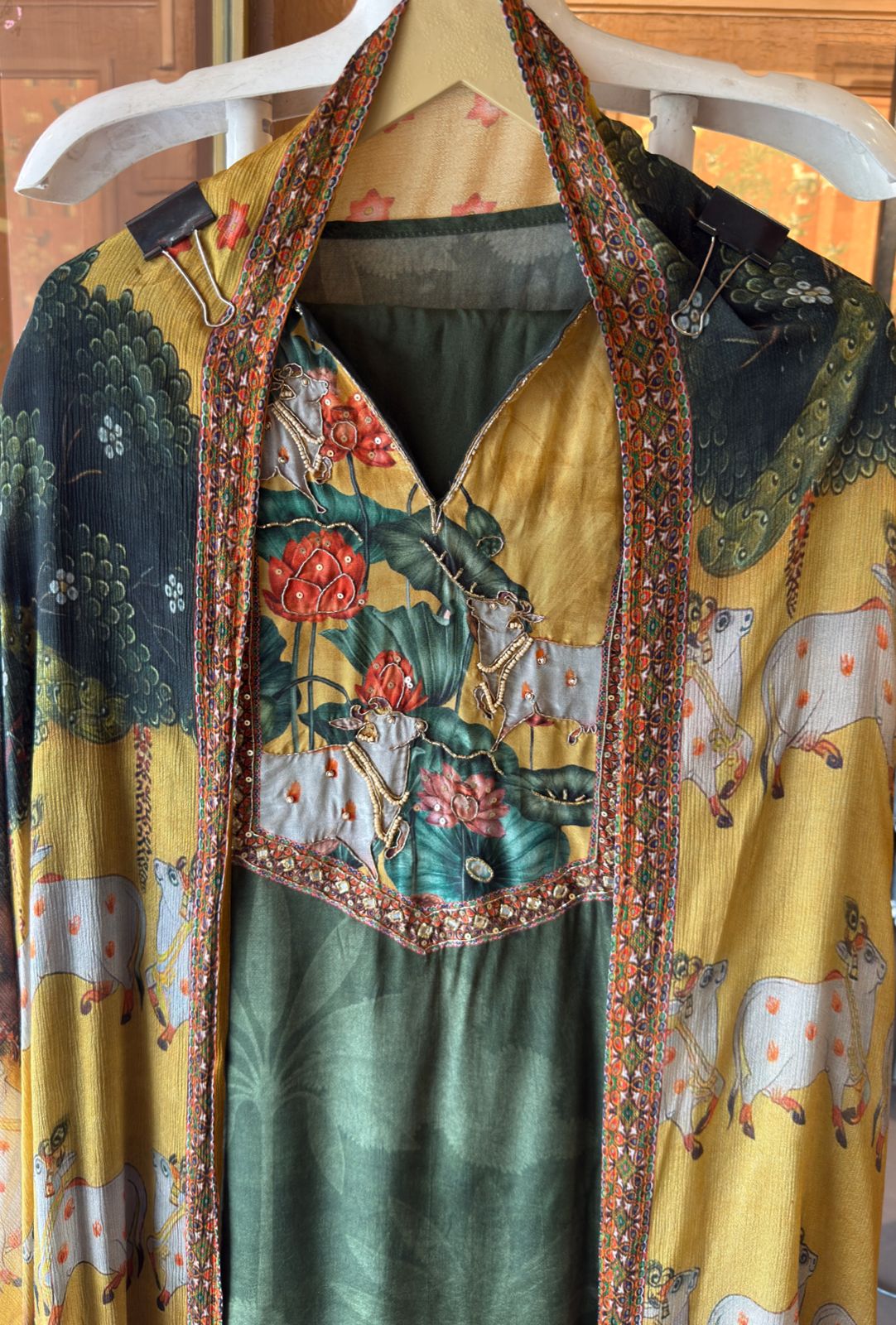 Pichwai Art Digital Printed Crepe Unstitched Suit