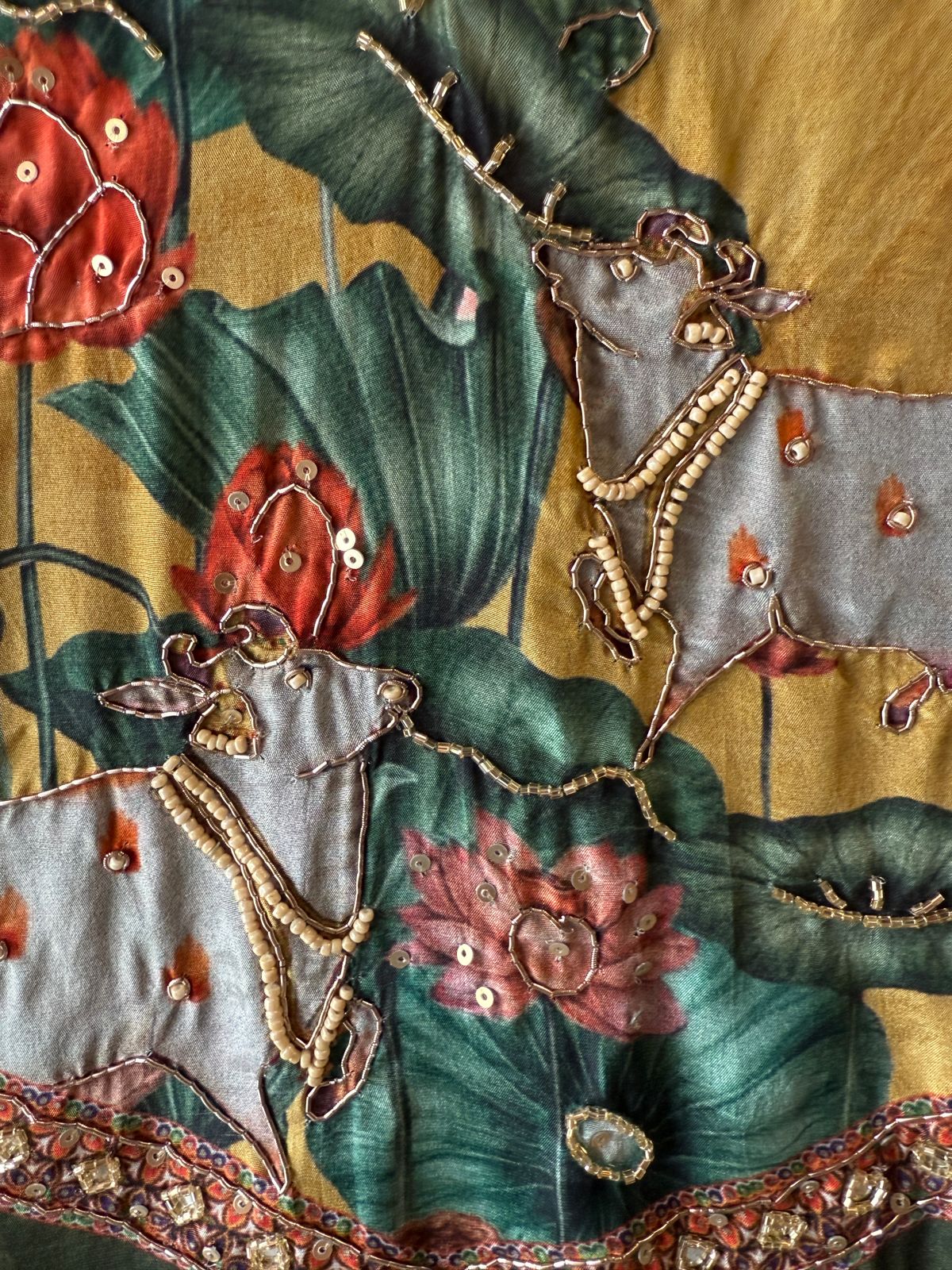 Pichwai Art Digital Printed Crepe Unstitched Suit