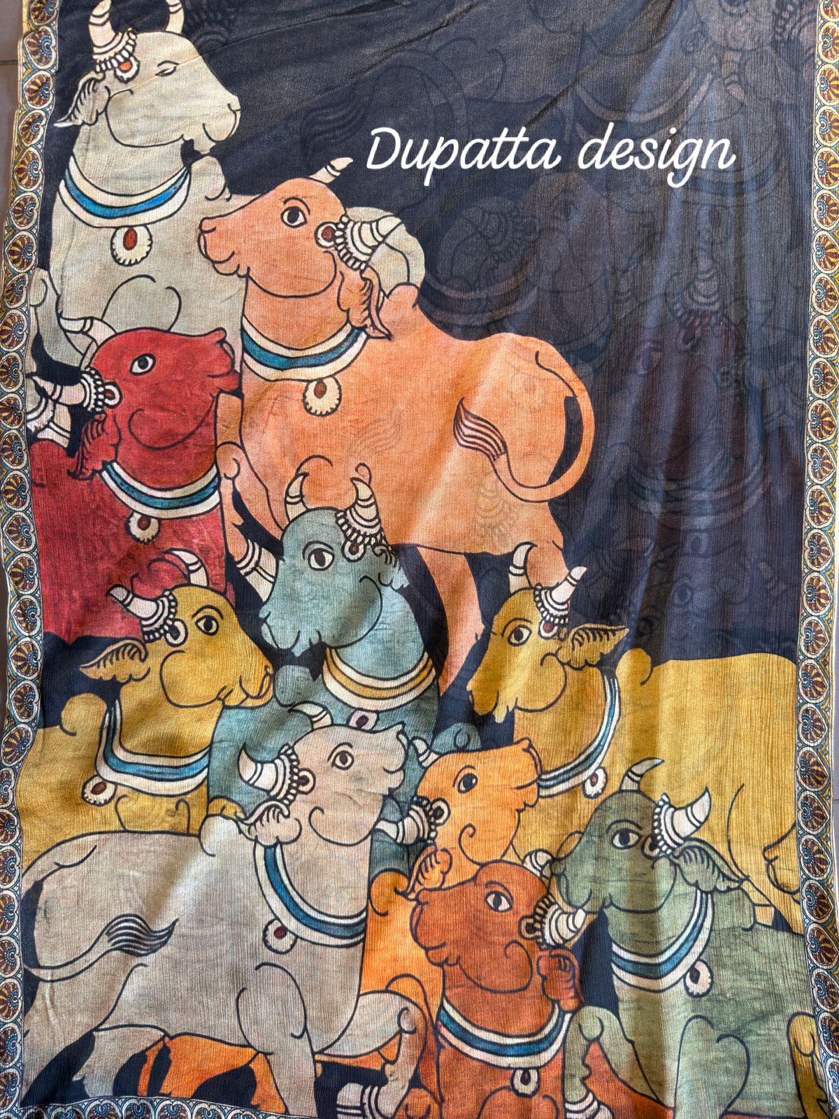 Sacred Grace: Cow-Themed Digital Printed Crepe Suit