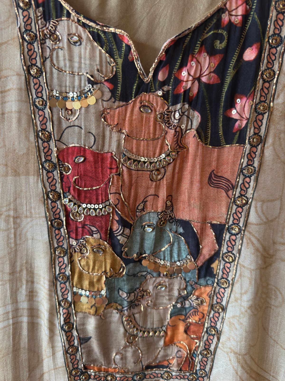 Sacred Grace: Cow-Themed Digital Printed Crepe Suit