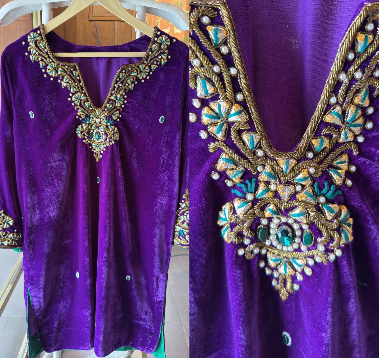 Premium Velvet Co-Ord with Heavy Zari & Stone Work