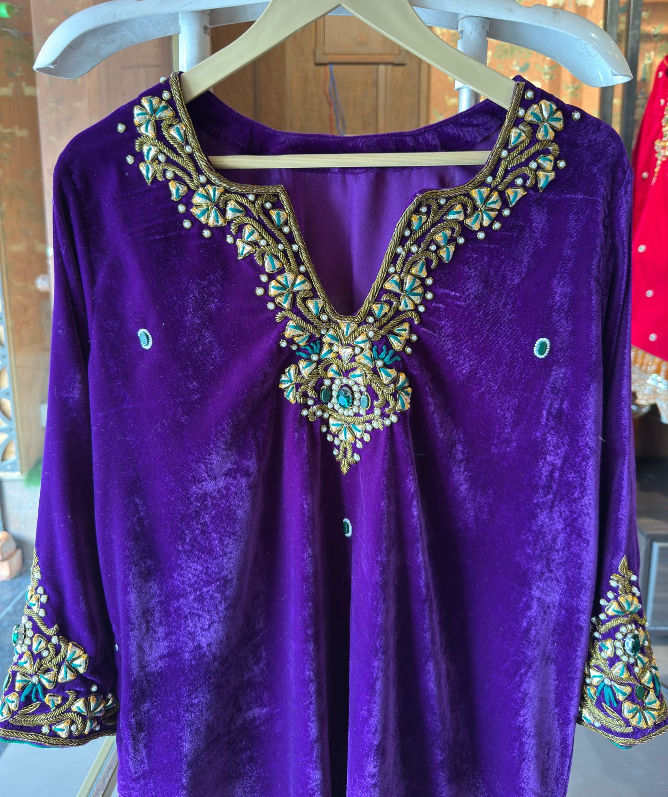 Premium Velvet Co-Ord with Heavy Zari & Stone Work