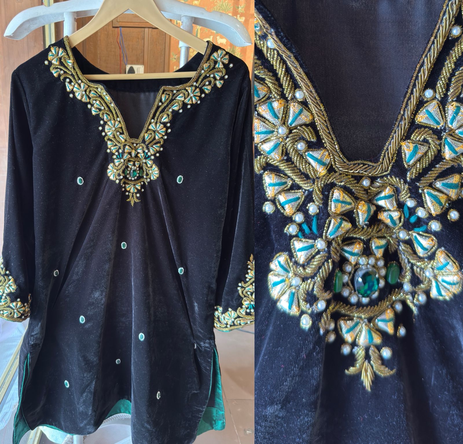 Premium Velvet Co-Ord with Heavy Zari & Stone Work