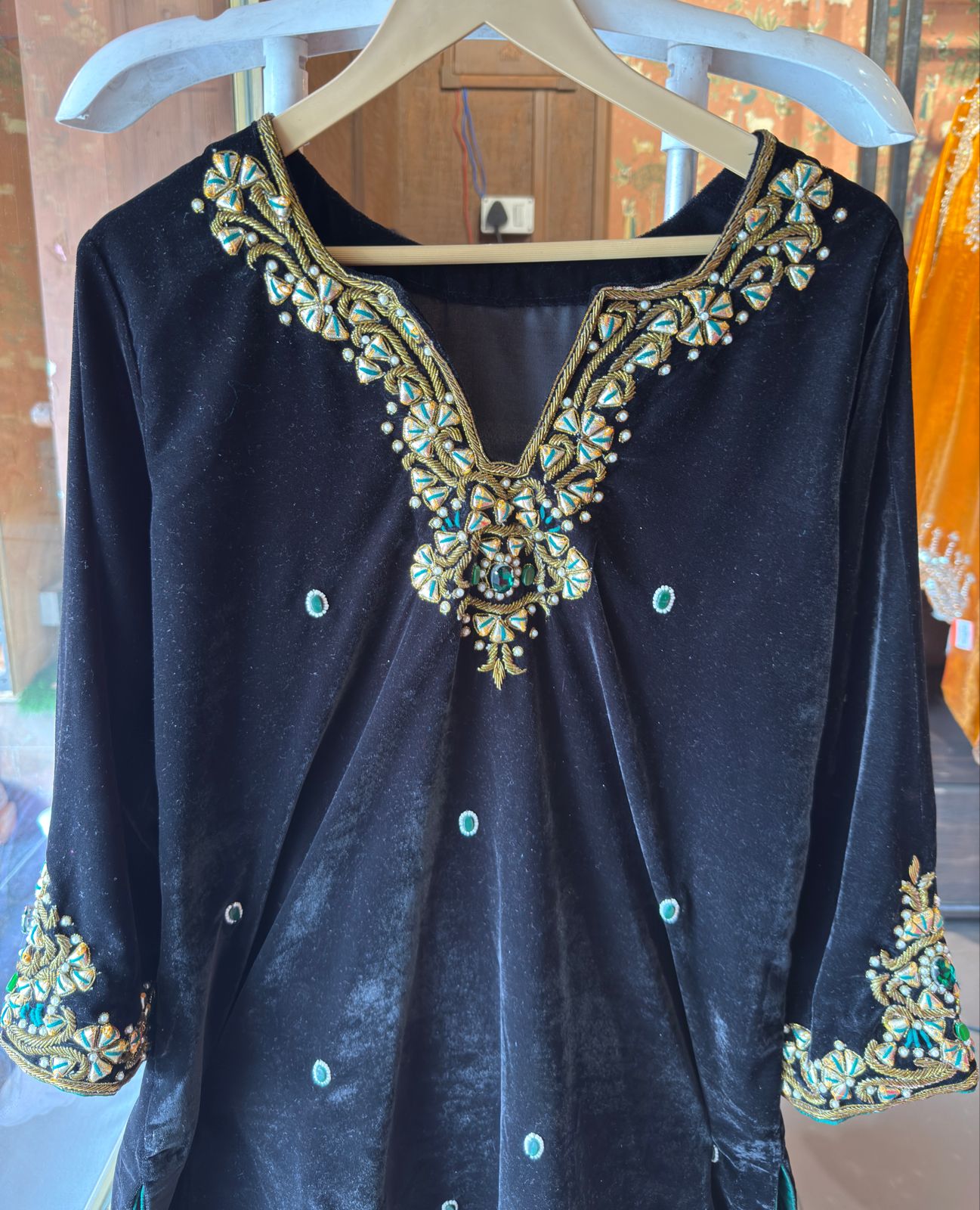 Premium Velvet Co-Ord with Heavy Zari & Stone Work