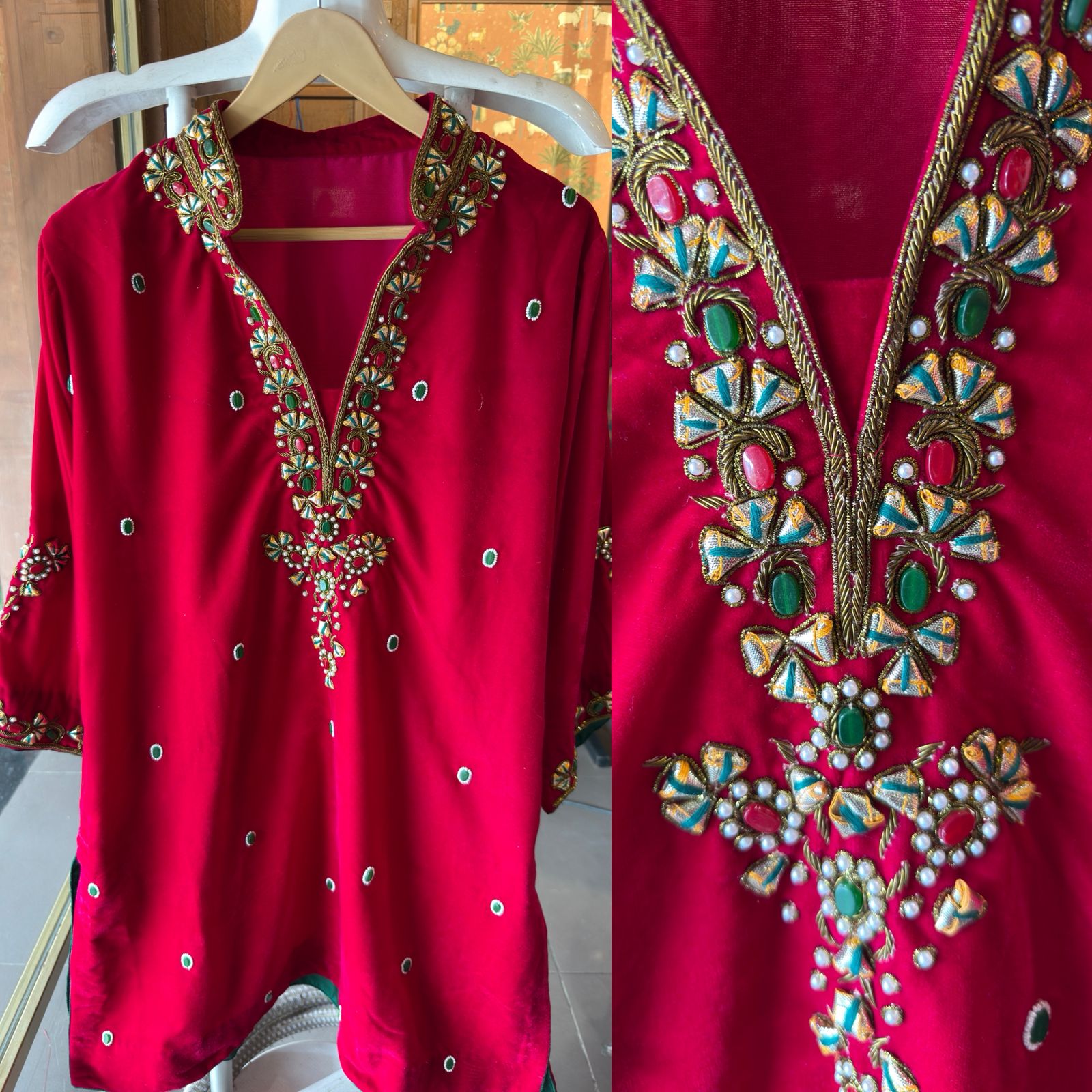 Premium Velvet Co-Ord with Heavy Zari & Stone Work