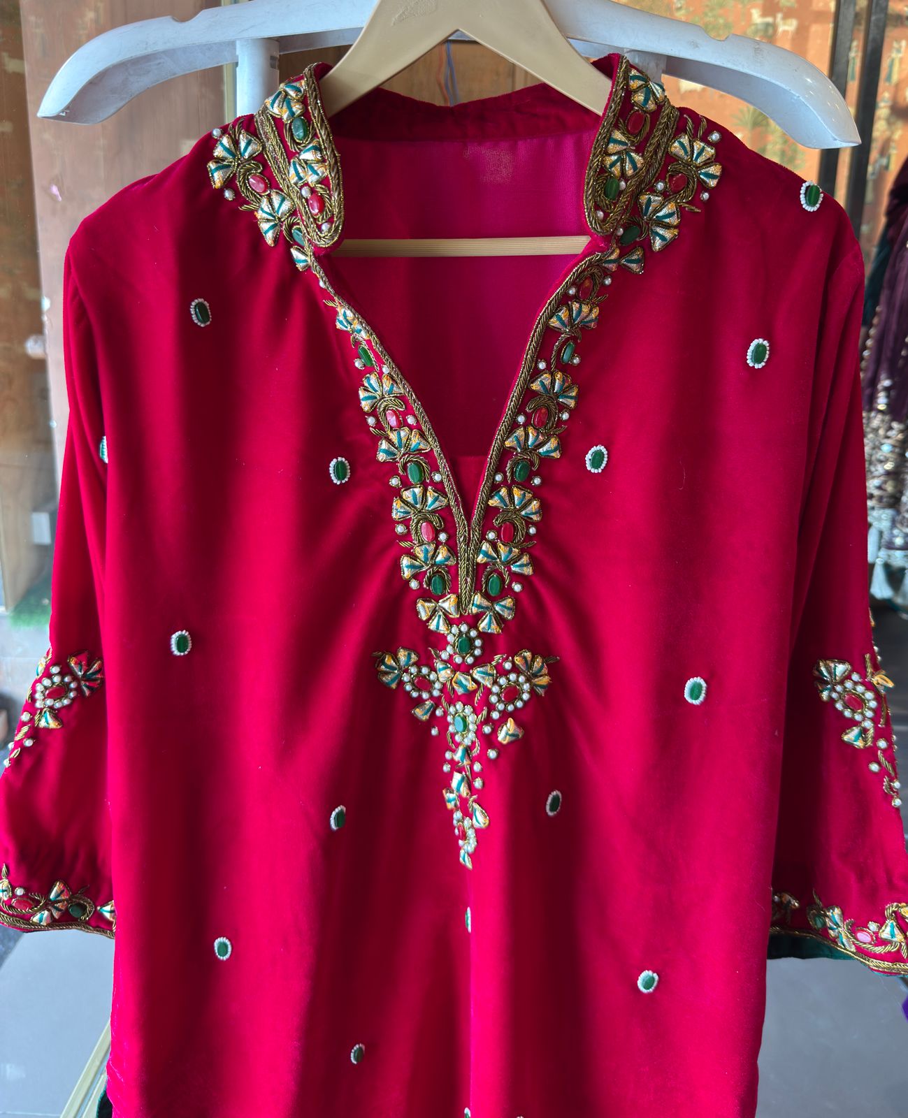 Premium Velvet Co-Ord with Heavy Zari & Stone Work