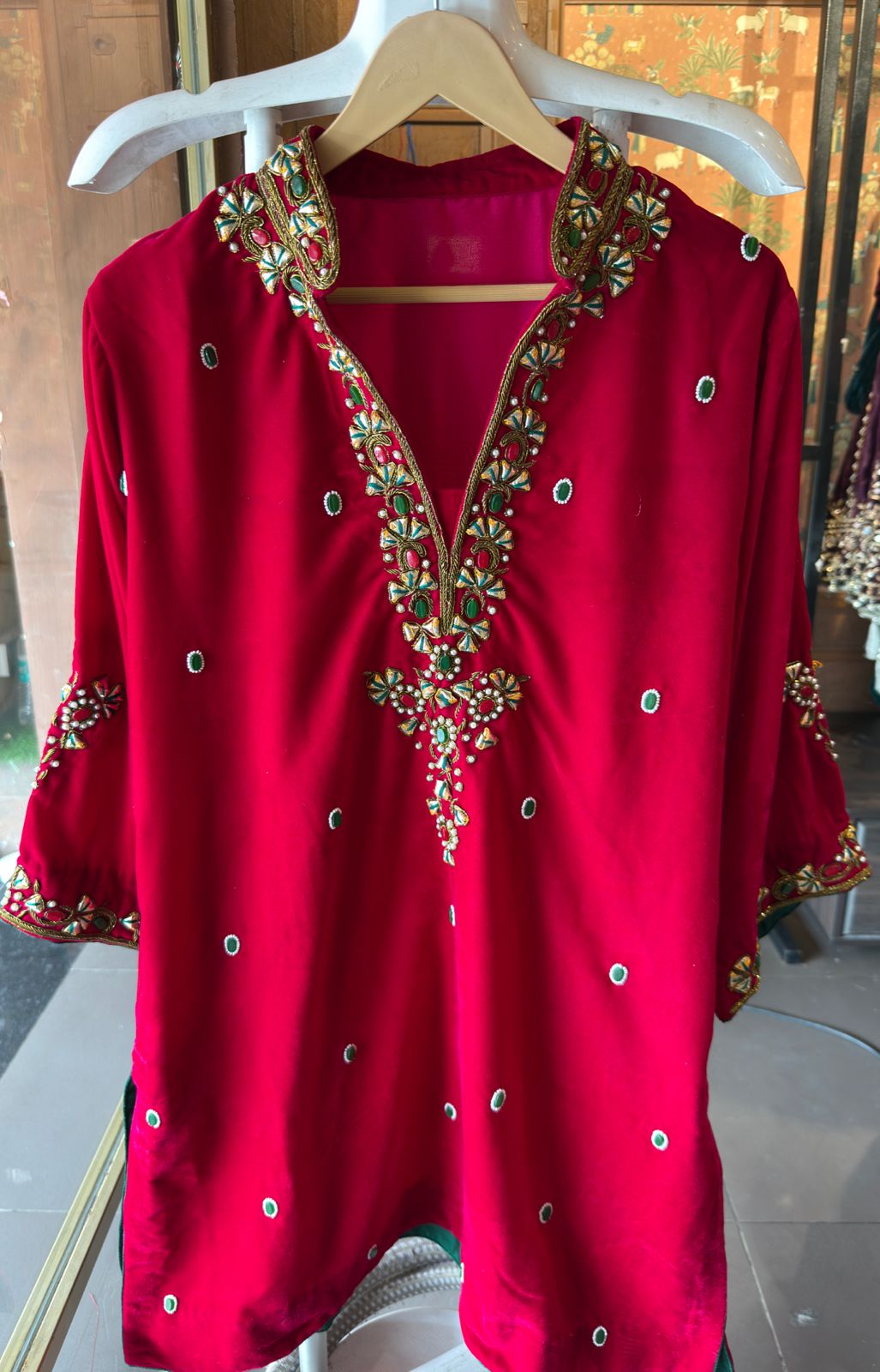 Premium Velvet Co-Ord with Heavy Zari & Stone Work