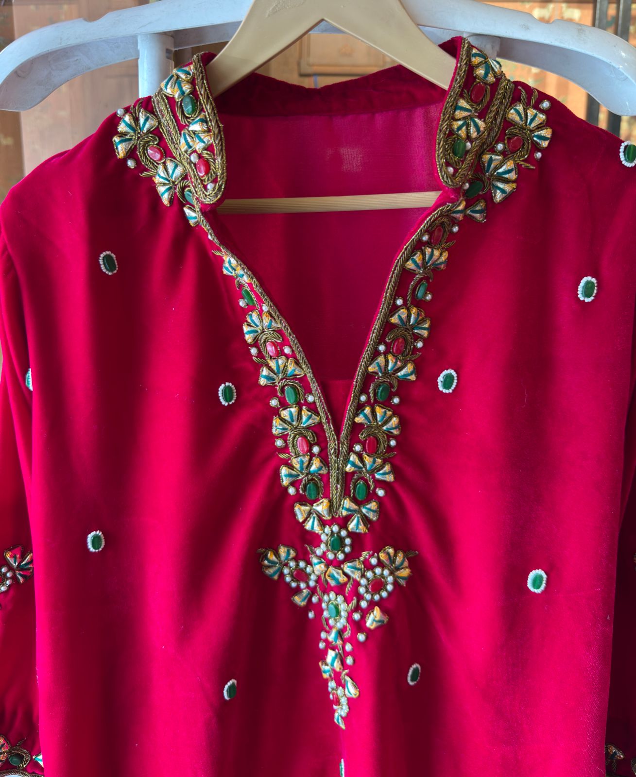 Premium Velvet Co-Ord with Heavy Zari & Stone Work