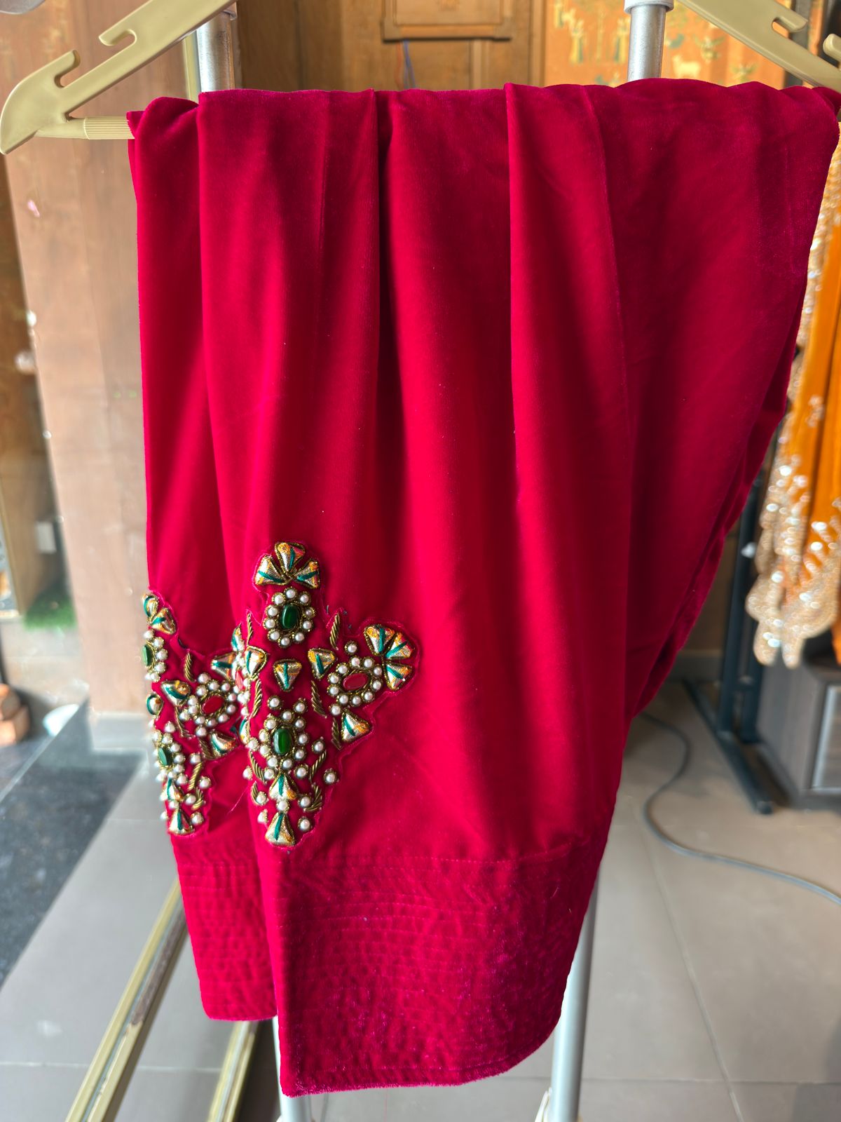 Premium Velvet Co-Ord with Heavy Zari & Stone Work