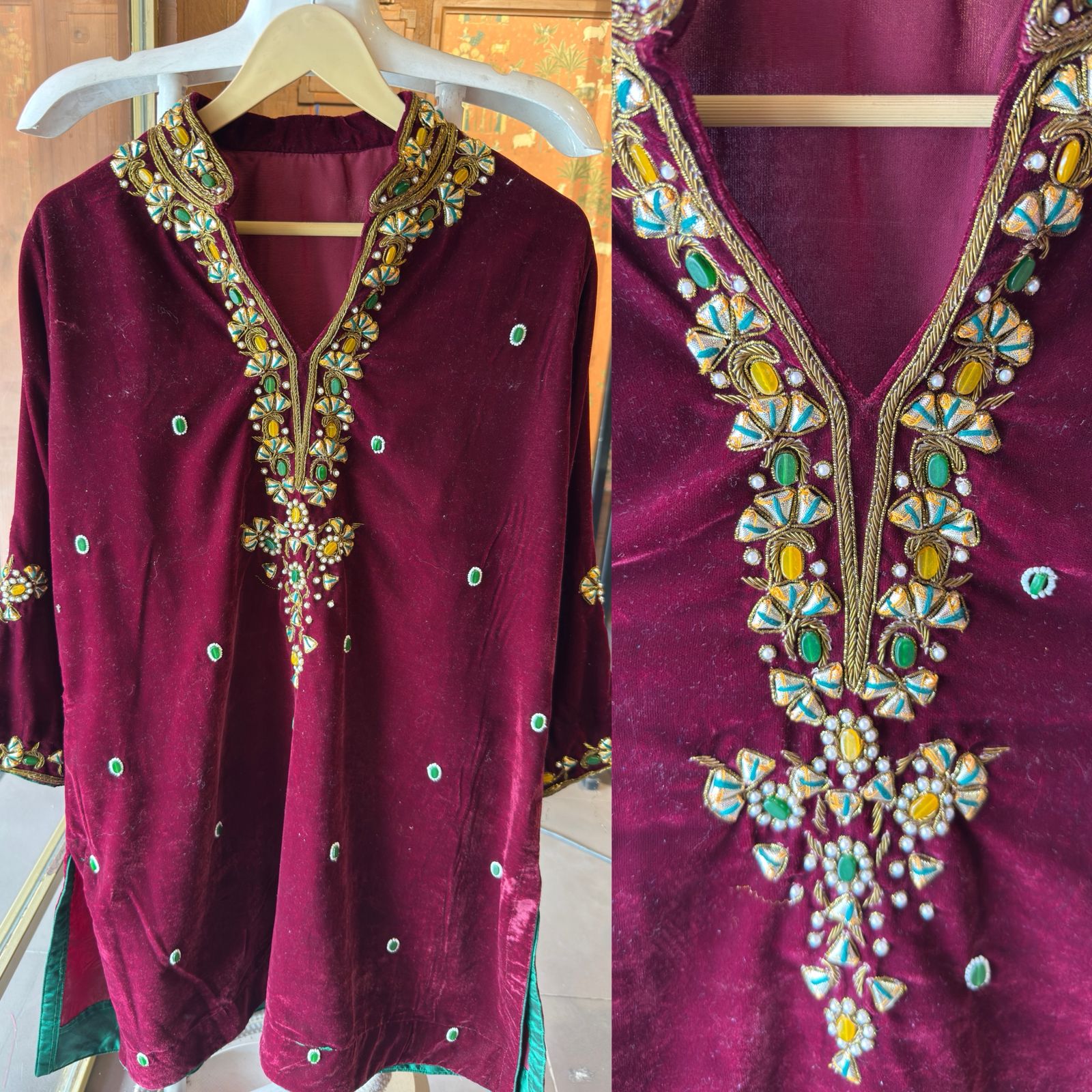 Premium Velvet Co-Ord with Heavy Zari & Stone Work