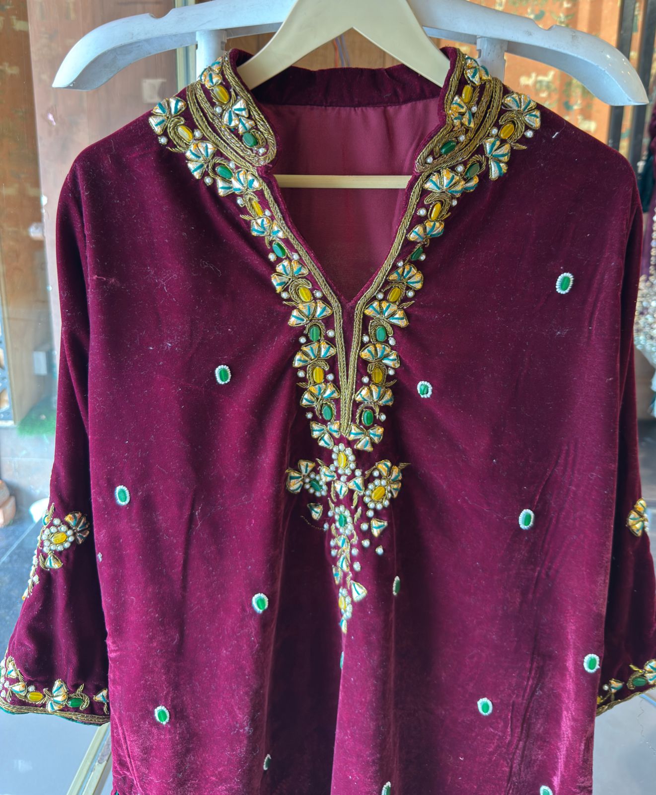 Premium Velvet Co-Ord with Heavy Zari & Stone Work