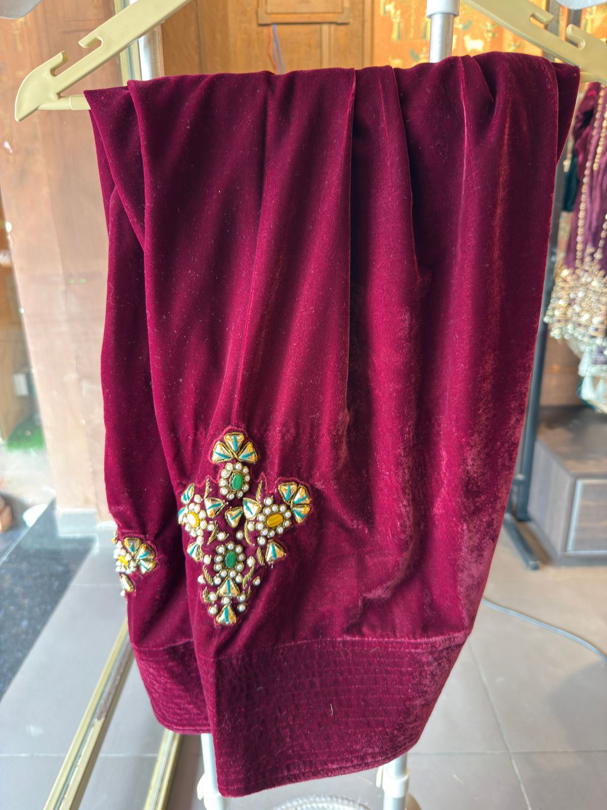 Premium Velvet Co-Ord with Heavy Zari & Stone Work