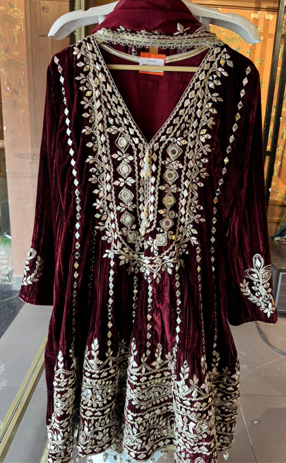 Crushed velvet  Stitched anarkali set
