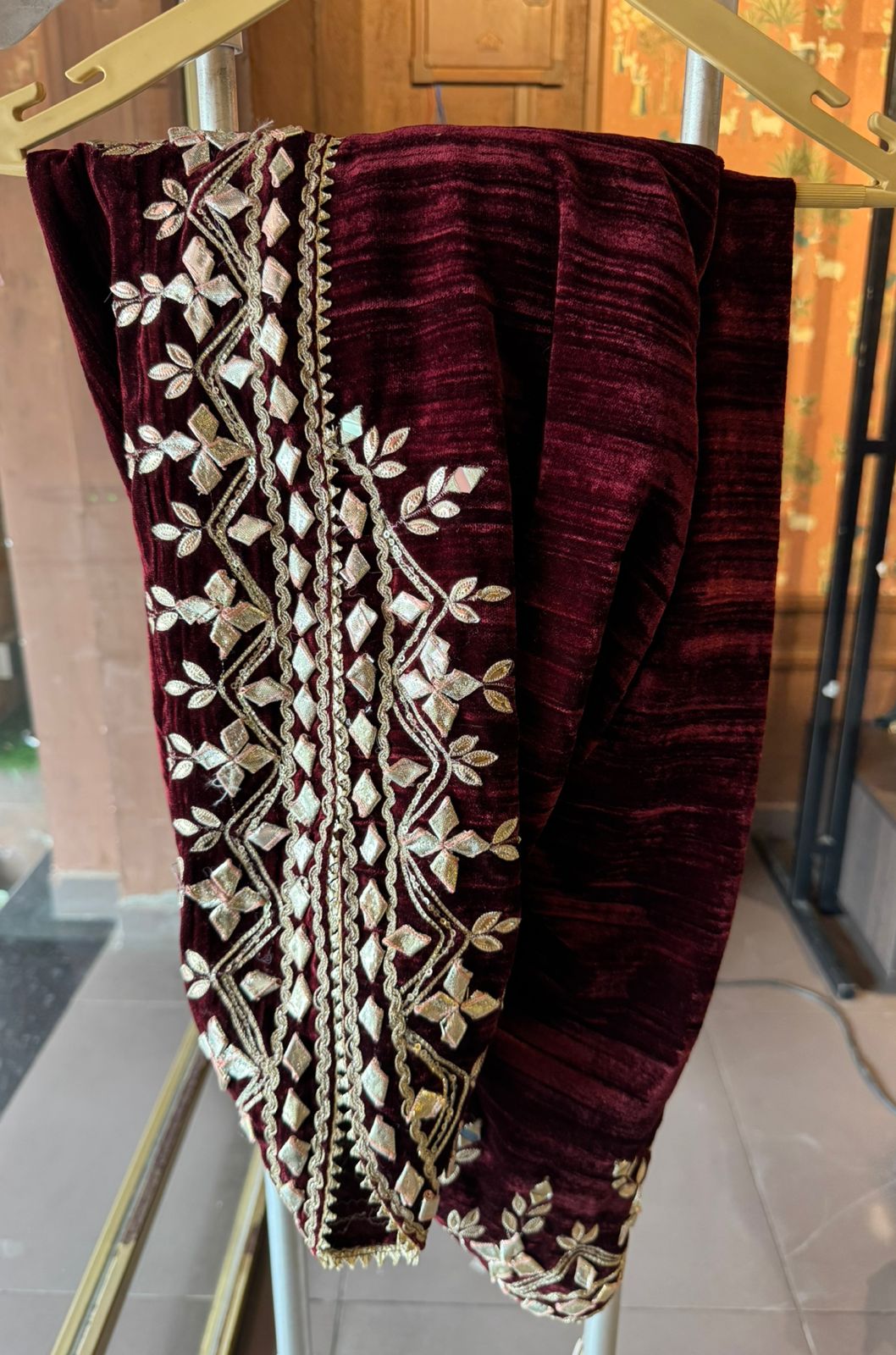 Crushed velvet  Stitched anarkali set