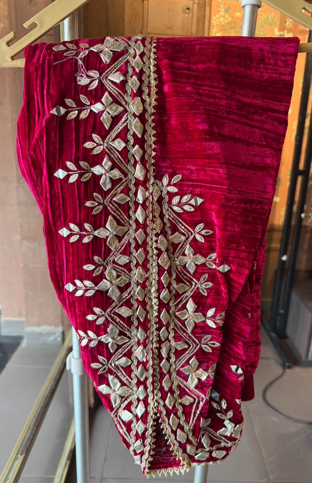 Crushed velvet  Stitched anarkali set