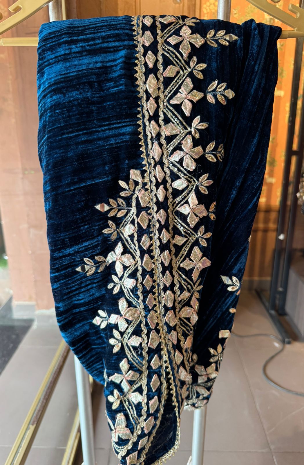 Crushed velvet  Stitched anarkali set