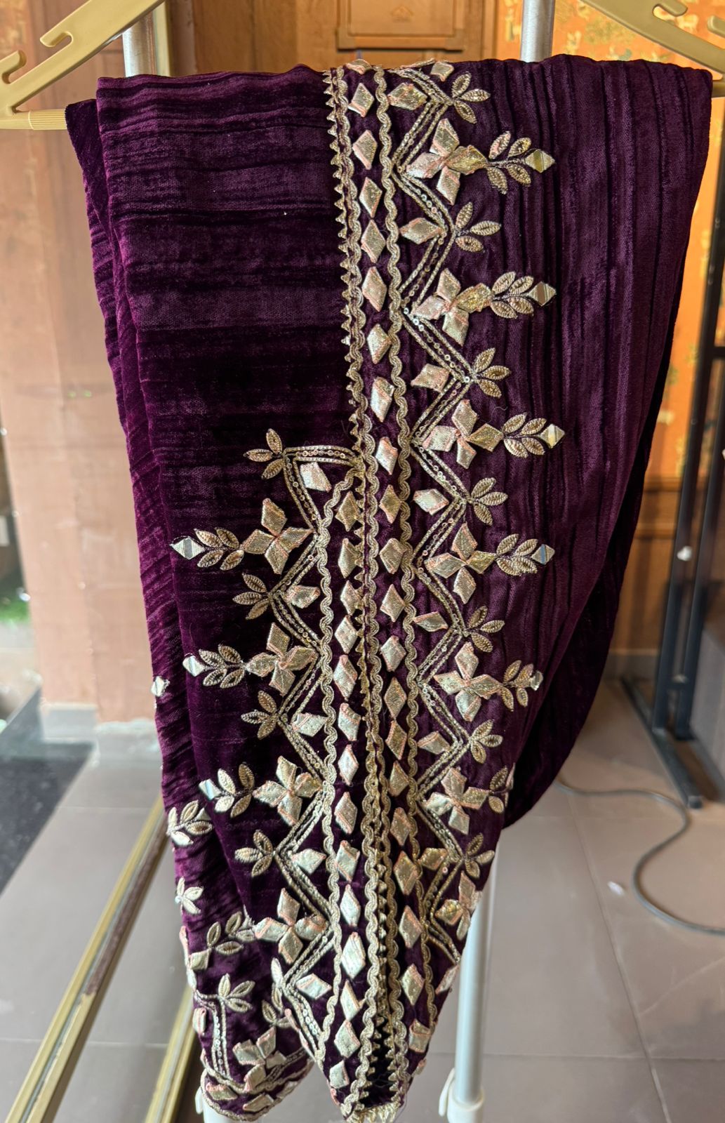 Crushed velvet  Stitched anarkali set