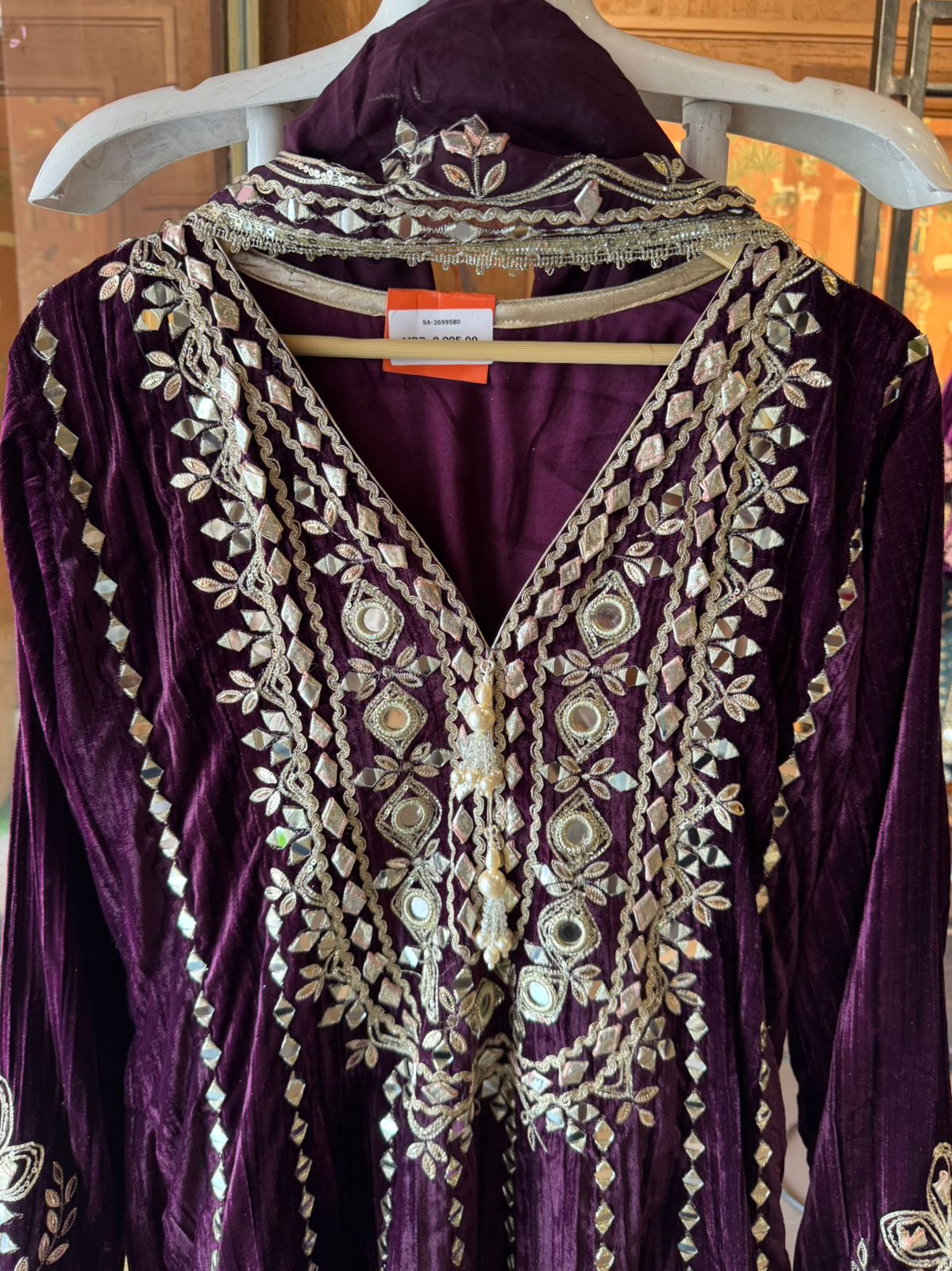 Crushed velvet  Stitched anarkali set