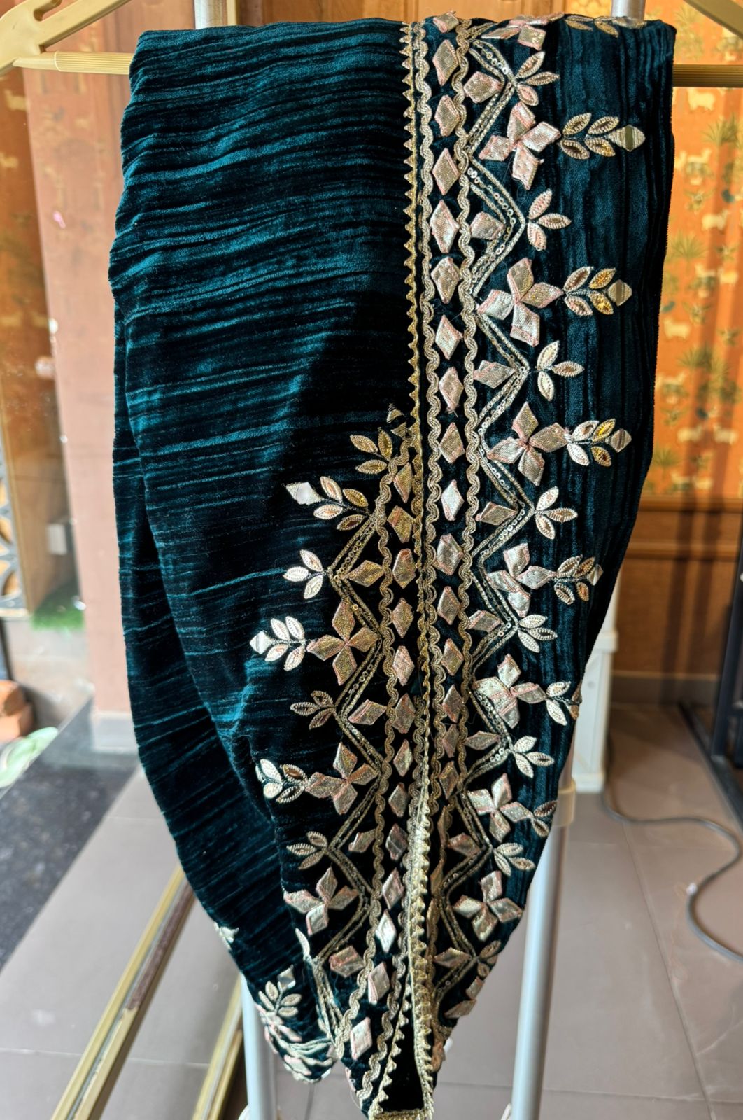 Crushed velvet  Stitched anarkali set