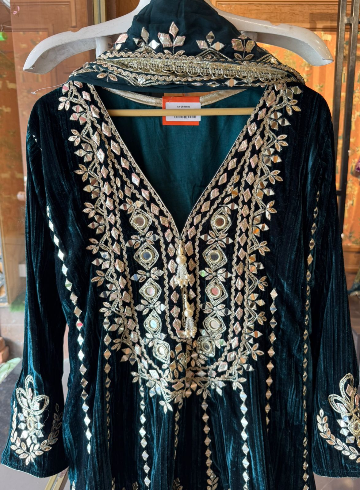 Crushed velvet  Stitched anarkali set