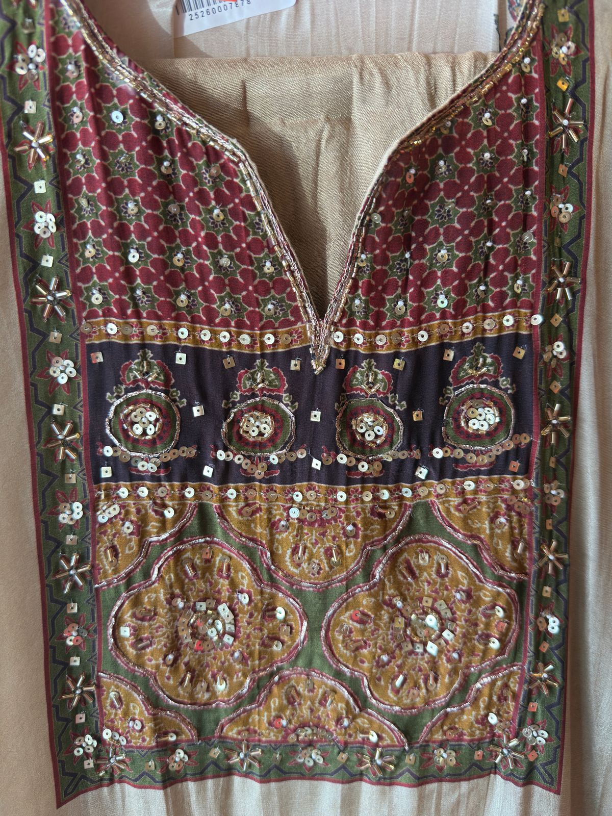 Soft Natural crepe  Ajrakh printed Unstitched suit