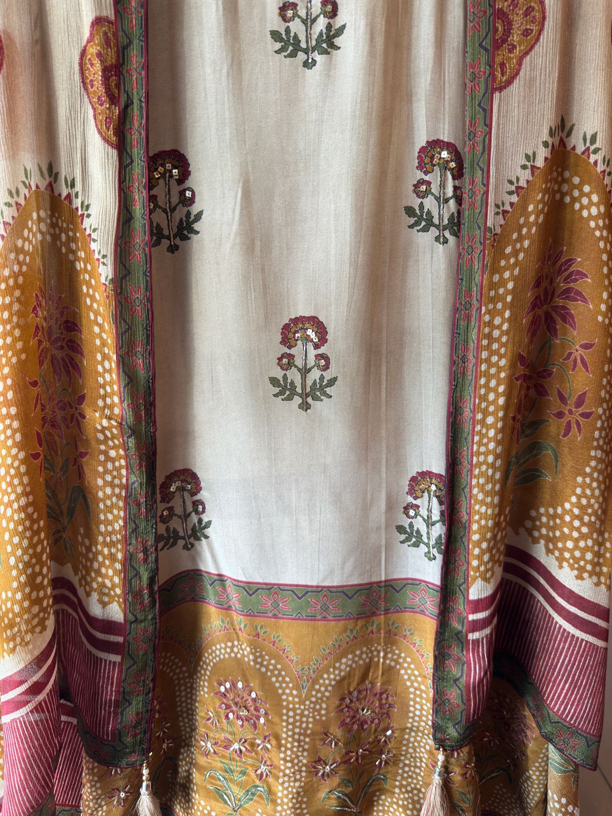 Soft Natural crepe  Ajrakh printed Unstitched suit