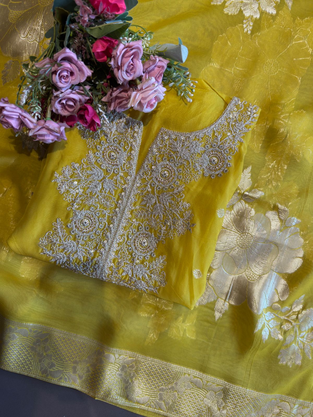 Organza unstitched shirt