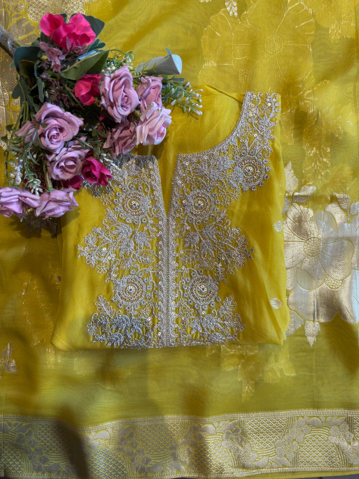 Organza unstitched shirt