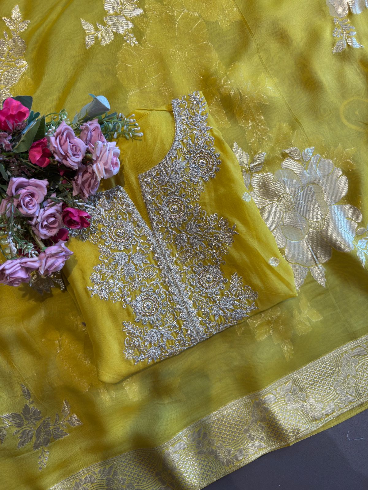 Organza unstitched shirt