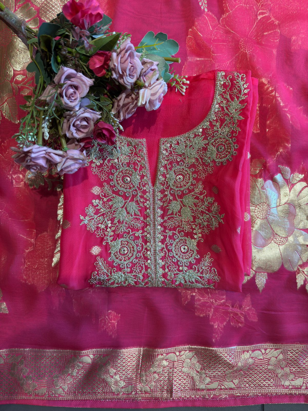 Organza unstitched shirt