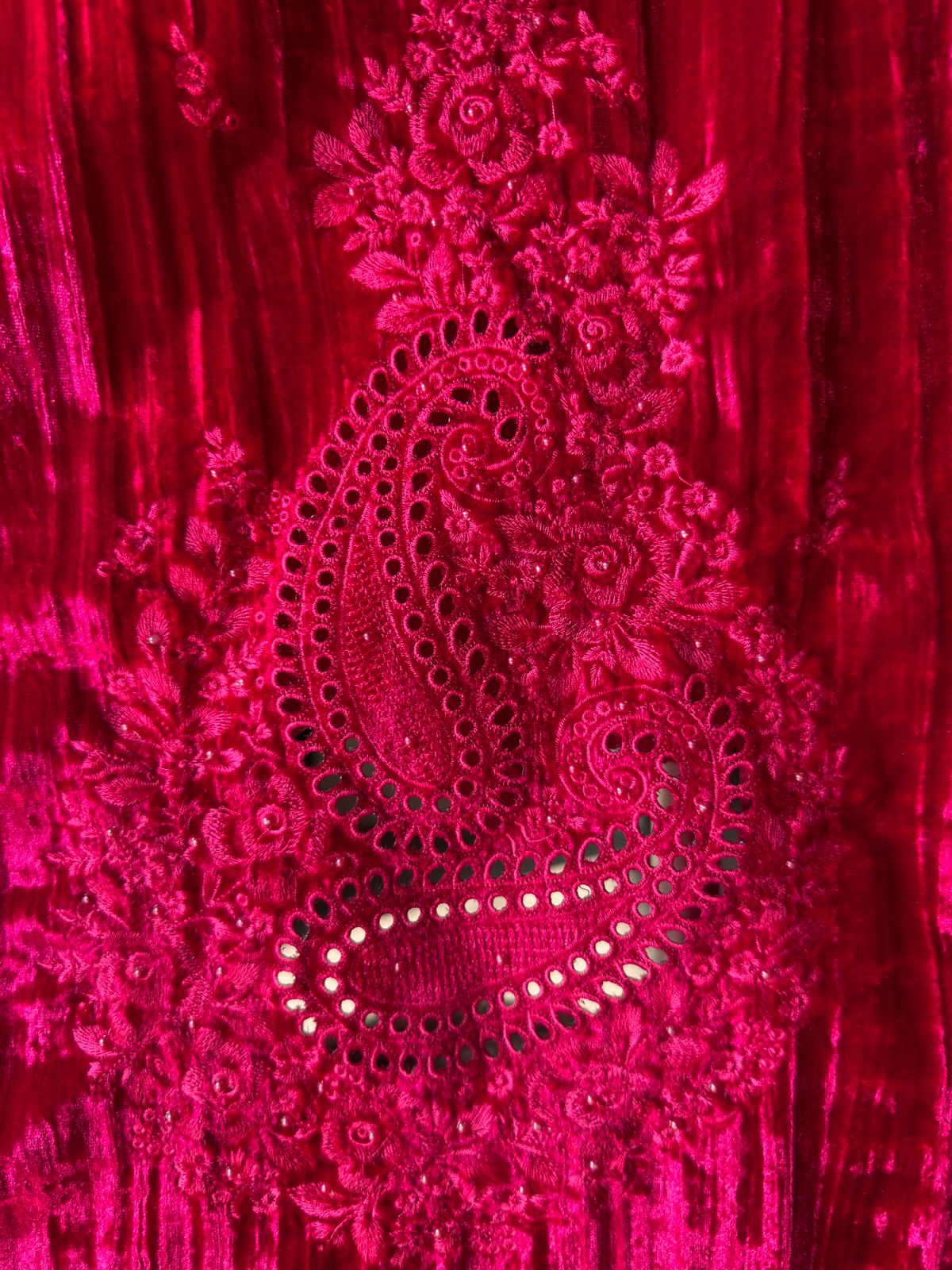 Crushed velvet Heavy Paisley thread embroidered Suit