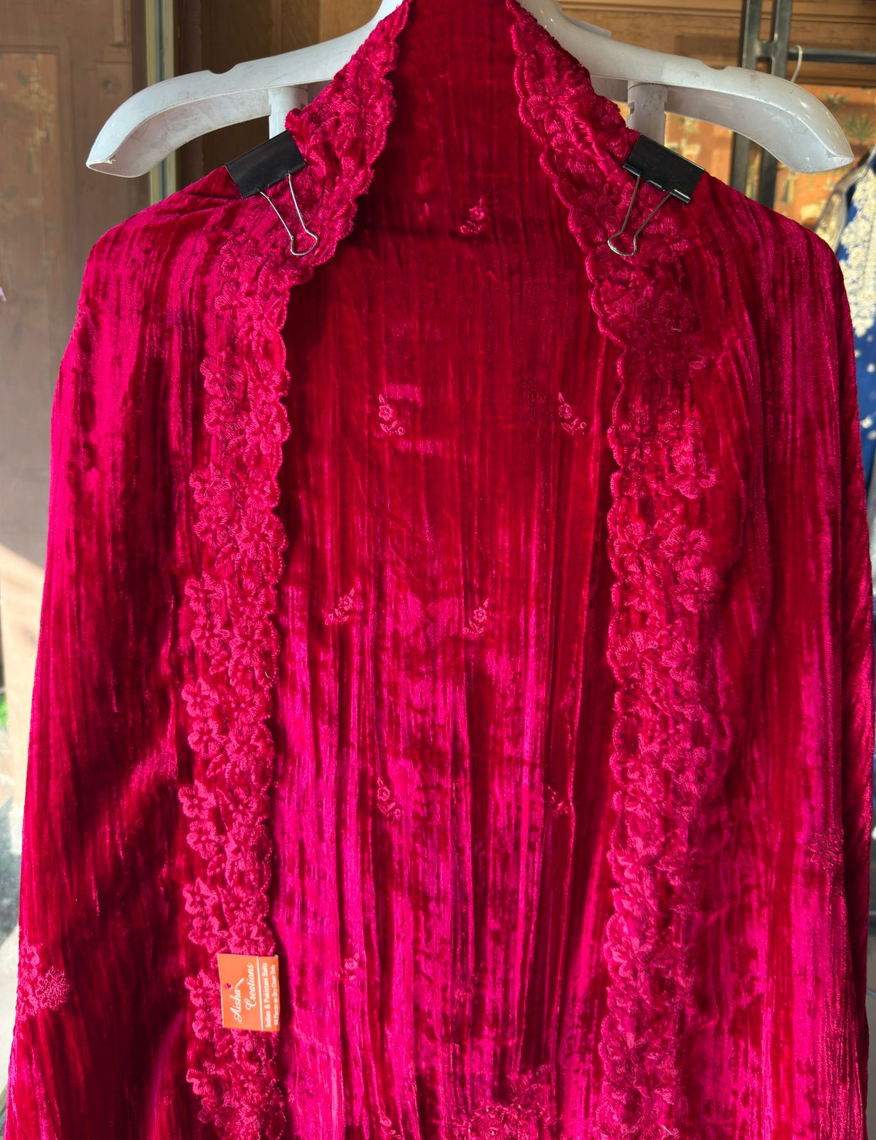 Crushed velvet Heavy Paisley thread embroidered Suit