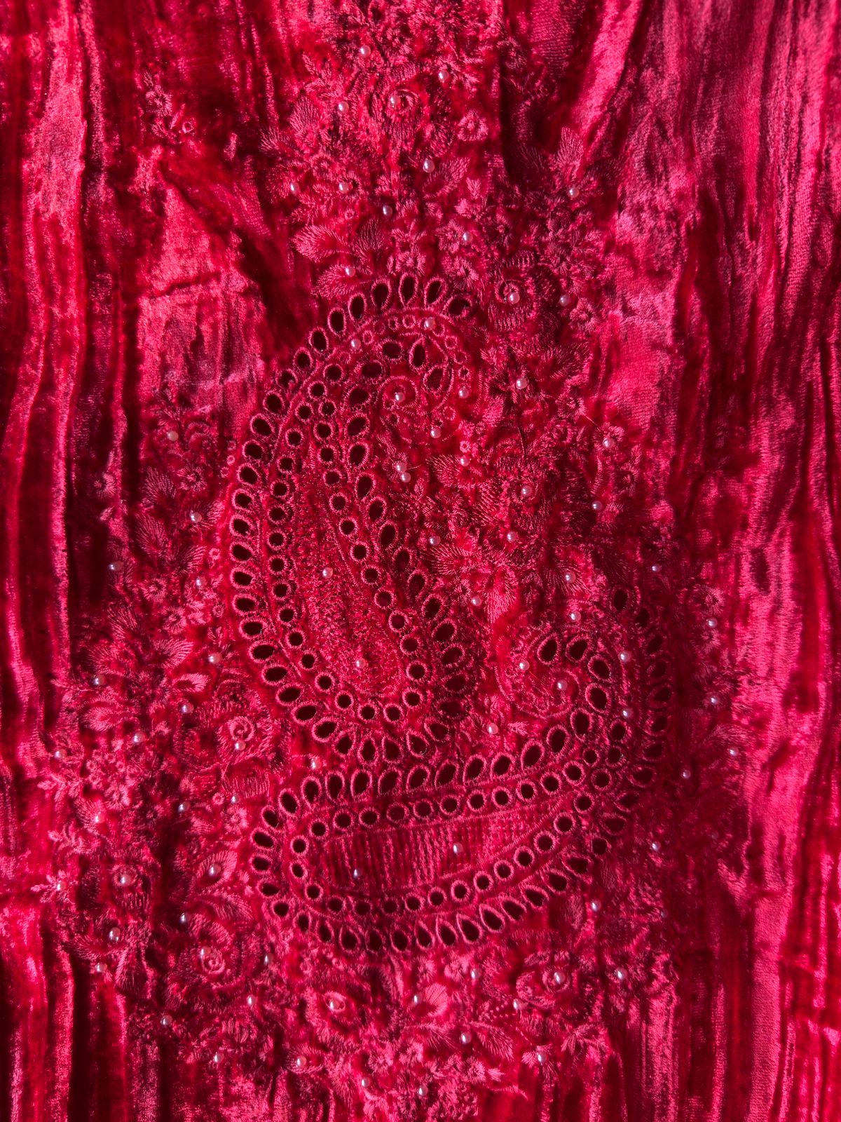 Crushed velvet Heavy Paisley thread embroidered Suit