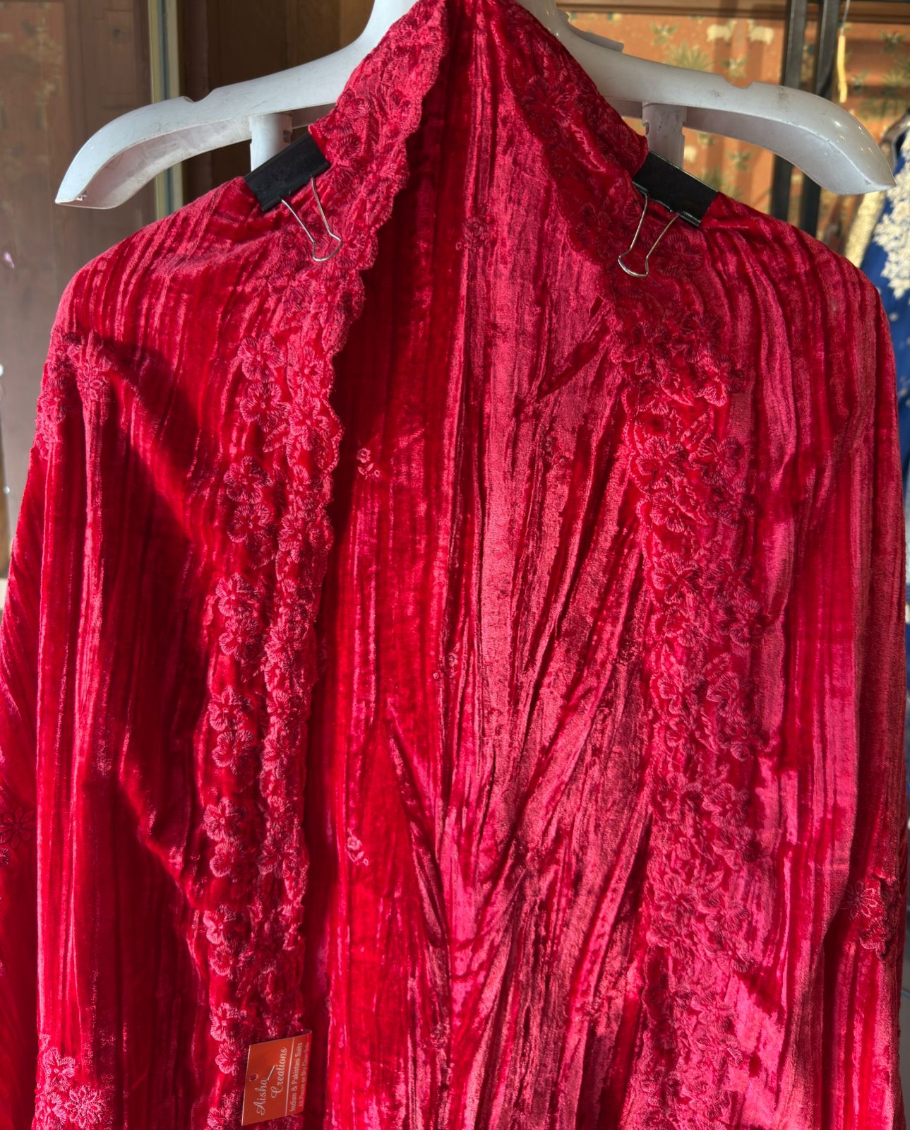 Crushed velvet Heavy Paisley thread embroidered Suit