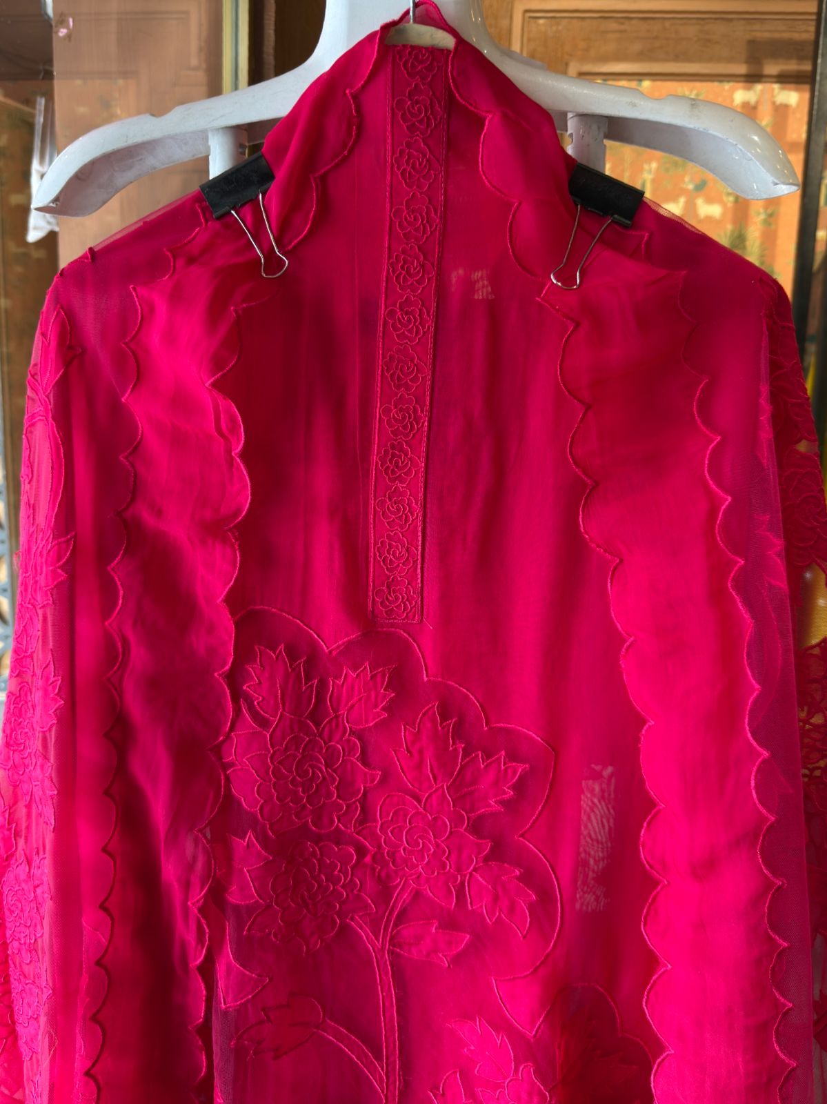 Soft organza unstitched Kurta