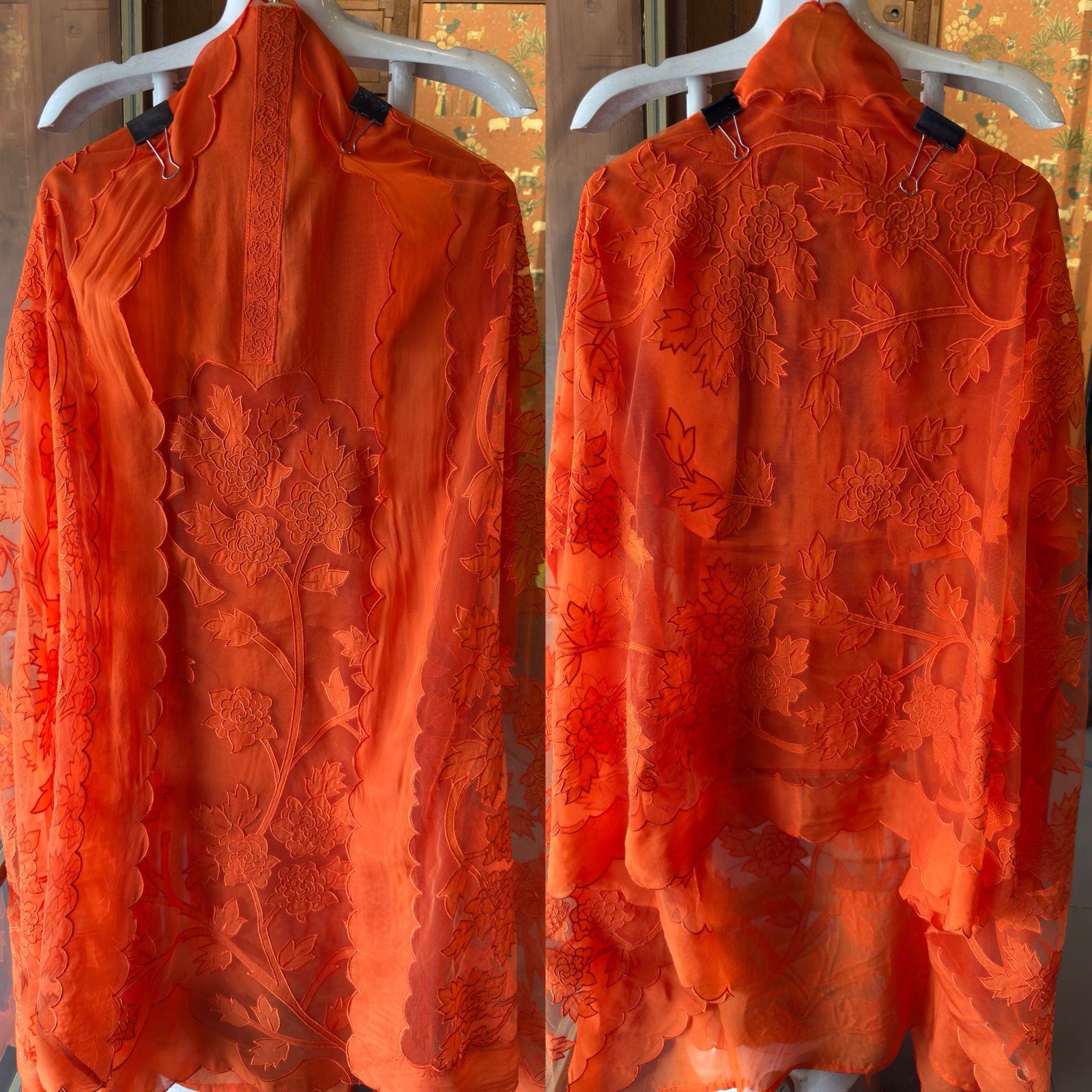 Soft organza unstitched Kurta