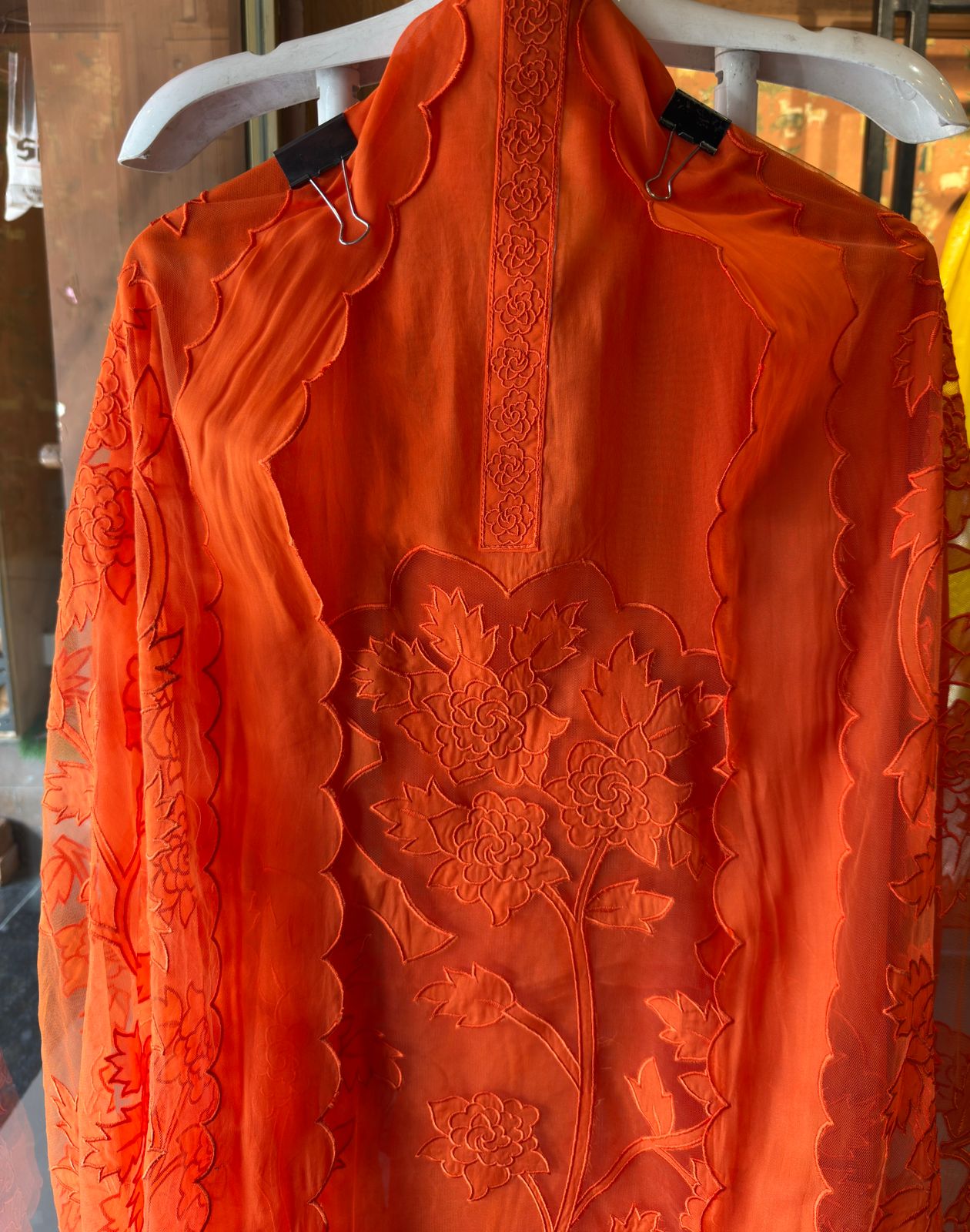 Soft organza unstitched Kurta
