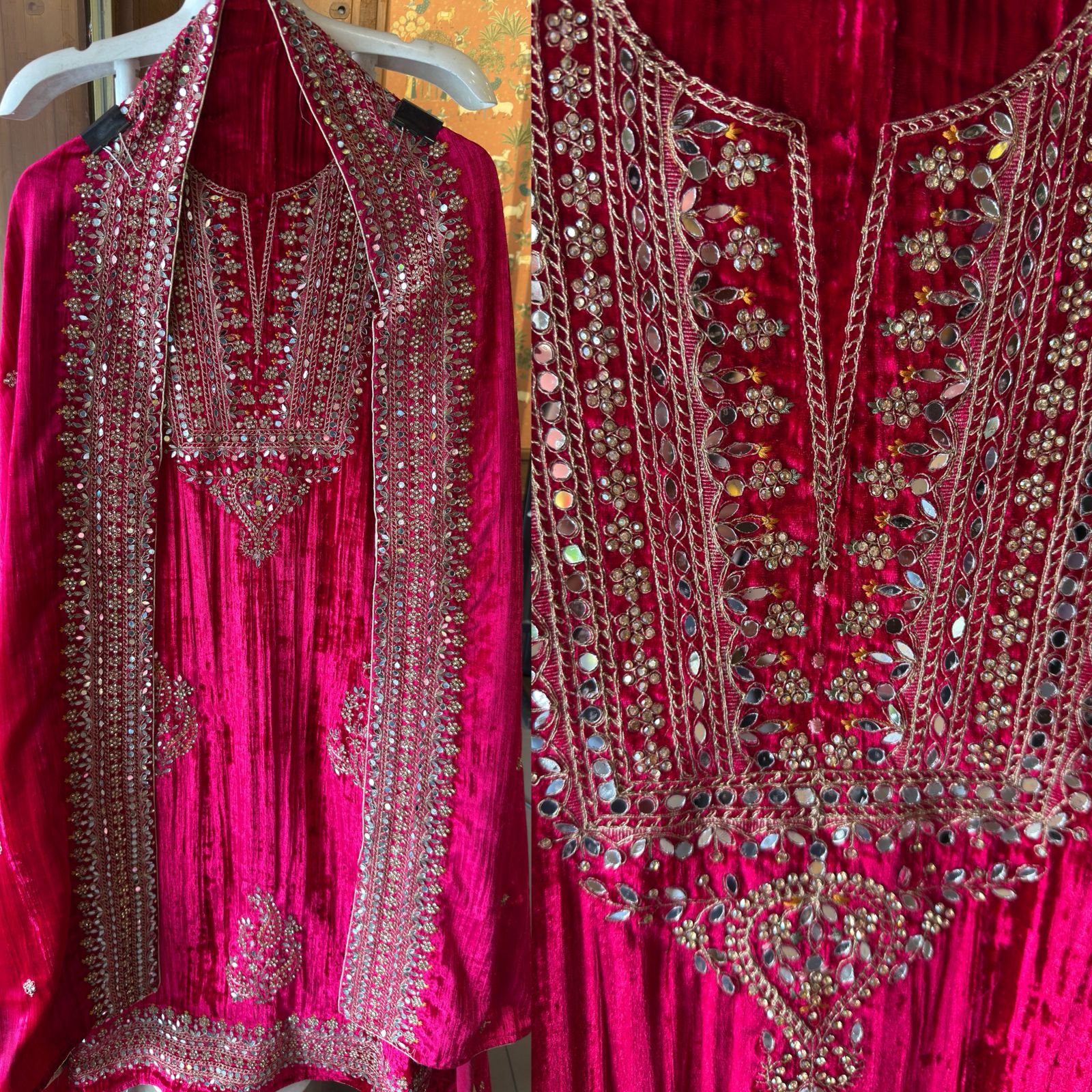 Heavily hand-worked velvet suit