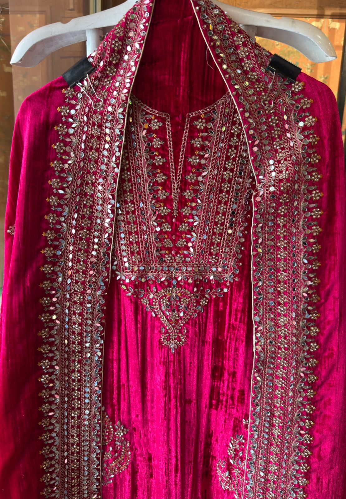 Heavily hand-worked velvet suit