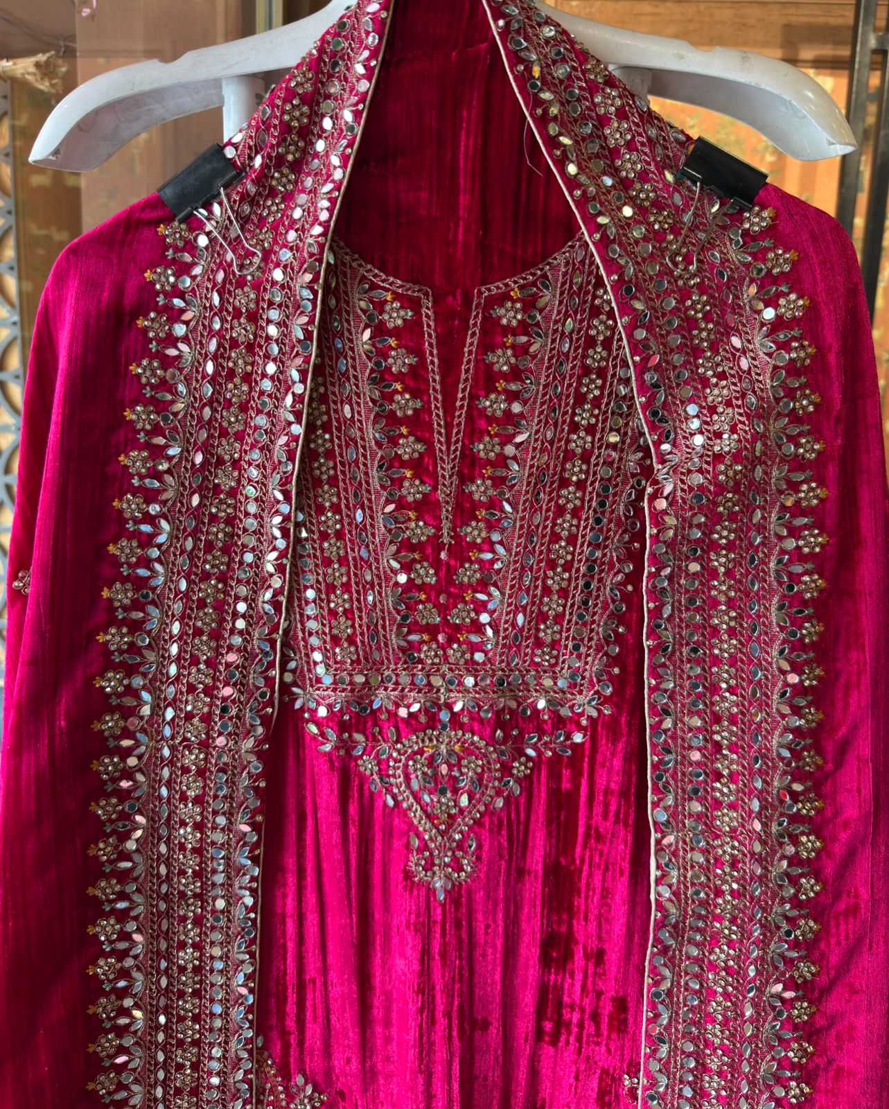 Heavily hand-worked velvet suit