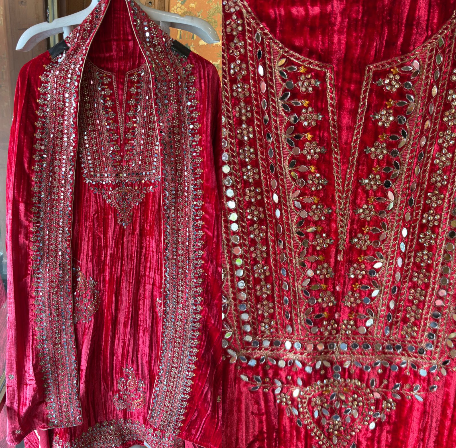 Heavily hand-worked velvet suit