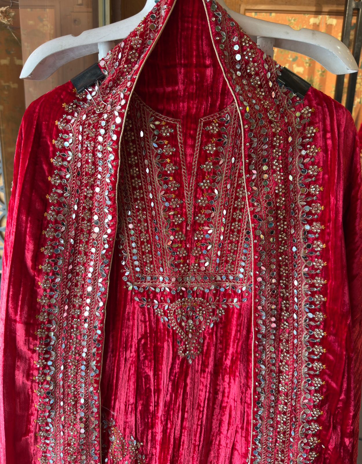 Heavily hand-worked velvet suit