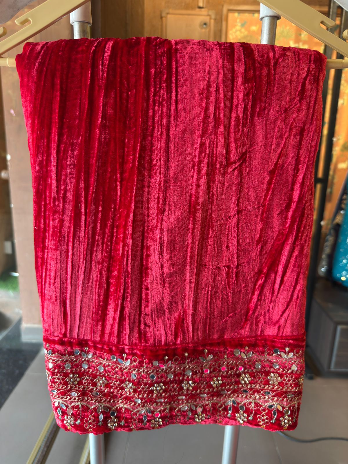 Heavily hand-worked velvet suit